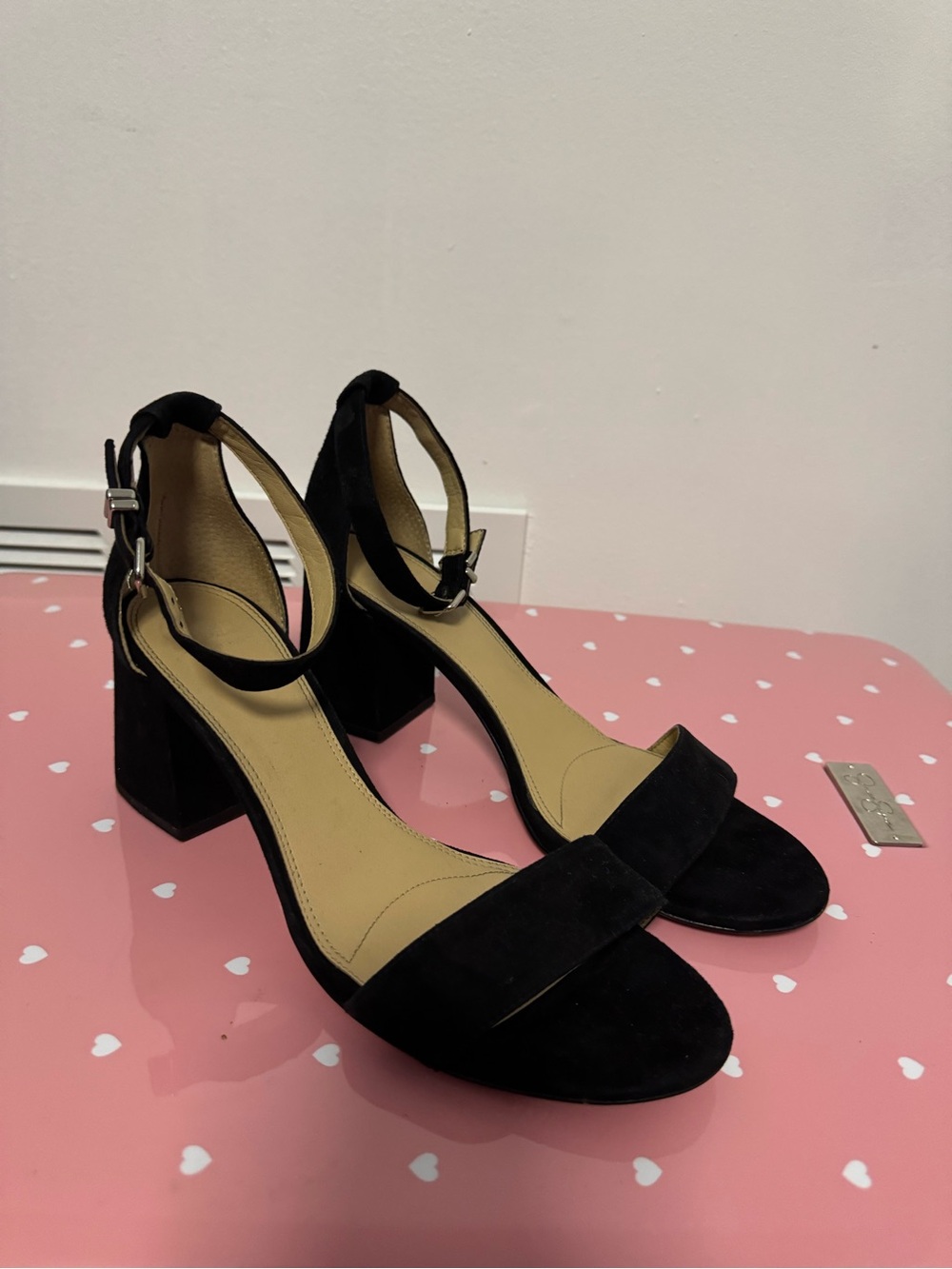 Women’s Black Suede Block Heel Sandals